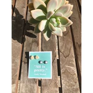 Rose bud and Blue Crystal Earrings